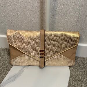Melie Bianco Metallic Gold Clutch